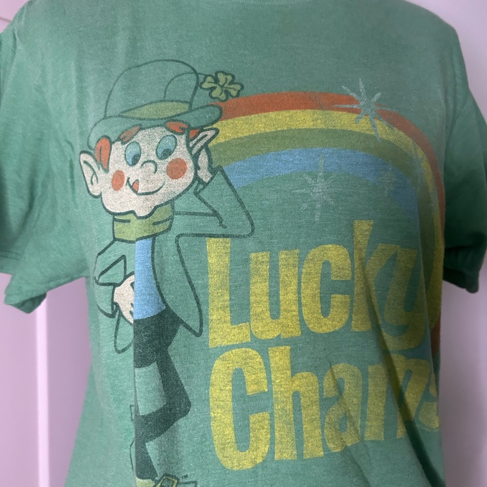 Lucky Charms Vintage Look Green Graphic Tee - Picture 2 of 3